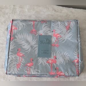 Tropical Flamingo Travel Makeup Organizer Accessory Bag